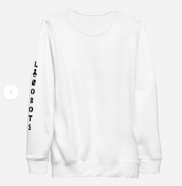 LanoBots apparel — retro-futuristic streetwear flat lay
